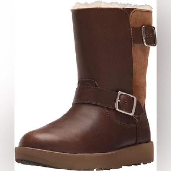 UGG BREIDA WATERPROOF Leather/Suede Sheepskin Lined w/Grip Outsole Boots - Picture 2 of 14